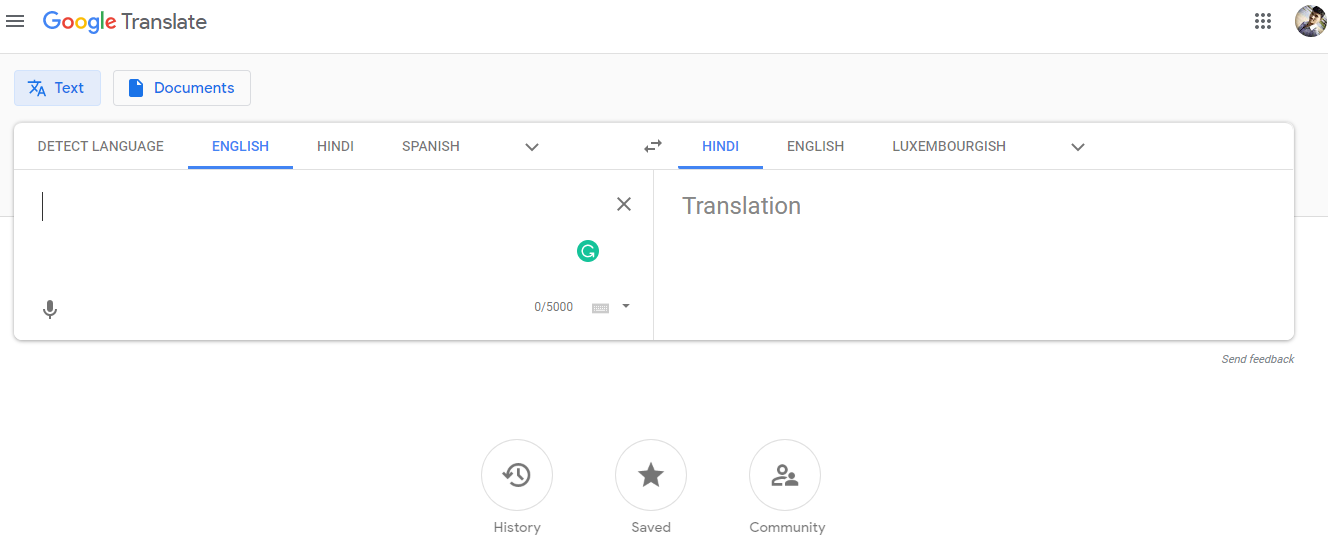 Google Translate Step 1