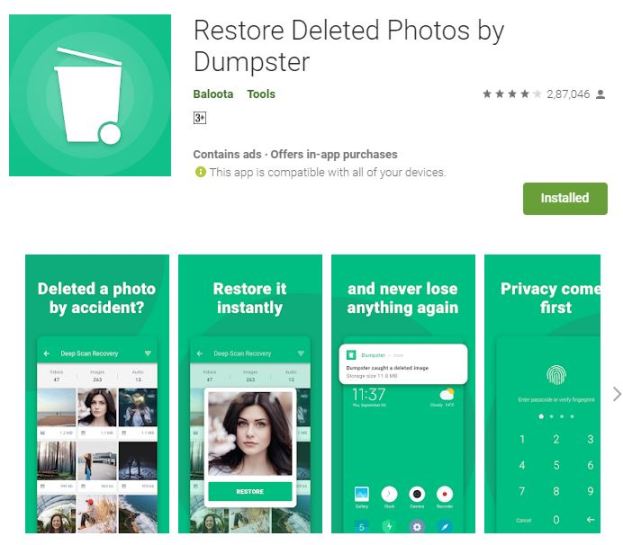 Restore Deleted Photos by Dumpster