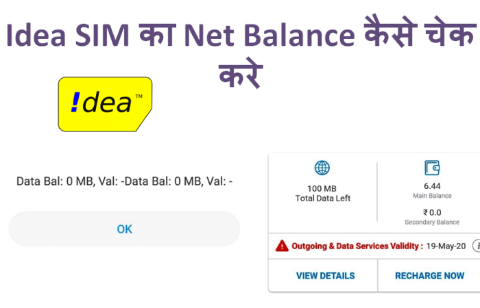 Idea SIM का Net Balance कैसे चेक करे? (USSD Code और App)